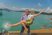 Beachvolleyball VIPs - Centrecourt Klagenfurt - Sa 02.08.2014 - Richard LUGNER mit Spatzi Crazy Cathy SCHMITZ1