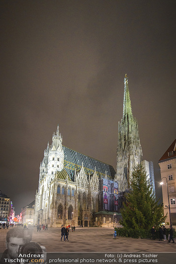Wien bei Nacht Teil 1 - Wien - So 15.11.2020 - Christbaum Weihnachtsbaum vor Stephansdom menschenleer, Kirche29