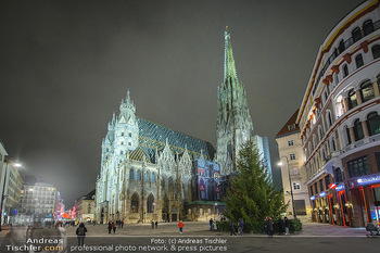 Wien bei Nacht Teil 1 - Wien - So 15.11.2020 - Christbaum Weihnachtsbaum vor Stephansdom menschenleer, Kirche30