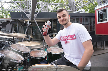 Borotalco Weltrekord - Riesenrad, Wien - Do 26.08.2021 - Drummer Erich BLIE auf der Plattform am Riesenrad, Blick über W60