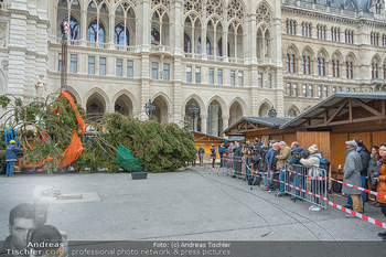 Christbaum Aufstellen - Rathausplatz, Wien - Mi 03.11.2021 - 43