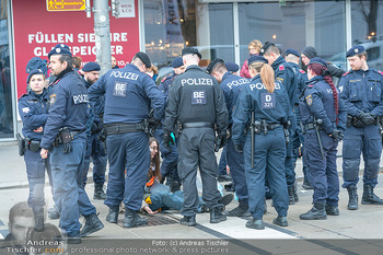 Klimakleber und Polizei - Wien - Fr 13.01.2023 - Martha KRUMPECK, Anführerin Klimakleber, wird festgenommen20