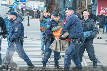 Klimakleber und Polizei - Wien - Fr 13.01.2023 - Martha KRUMPECK, Anführerin Klimakleber, wird festgenommen26