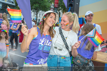 Milka auf der Vienna Pride - Ringstraße, Wien - Sa 17.06.2023 - Viktoria Viki SCHNADERBECK mit Ehefrau Anna54