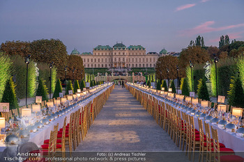 Fundraising Dinner - Belvedere, Wien - Di 05.09.2023 - feudales Dinner, lange Tafel, gedeckter Tisch, open air, Luxus, 134