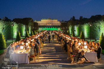 Fundraising Dinner - Belvedere, Wien - Di 05.09.2023 - lange Tafel, Dinner, Catering, Abendessen, Gäste, Park, Schloss163