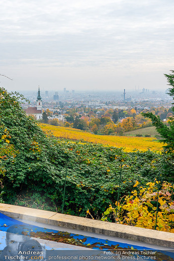 HomeStory Simone Lugner - Lugner Villa, Wien - Mo 28.10.2024 - Fernblick über Wien vom Pool aus, Blick auf Kaasgrabenkirche, W133