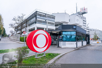 Gerda Rogers ö3 Jubiläum - Ö3 Studios im ORF Zentrum, Wien - Fr 10.04.2026 - ORF-Logo, ORF Zentrum Einfahrt, Portiert, Logo, Zentrale90