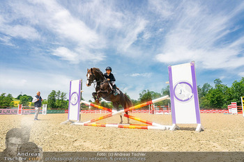 Fototermin vor LGCT Reitturnier - Privater Pferdehof, Haag - Do 04.06.2026 - Pferd springt über Hindernis, Diana SCHÖNBERG103